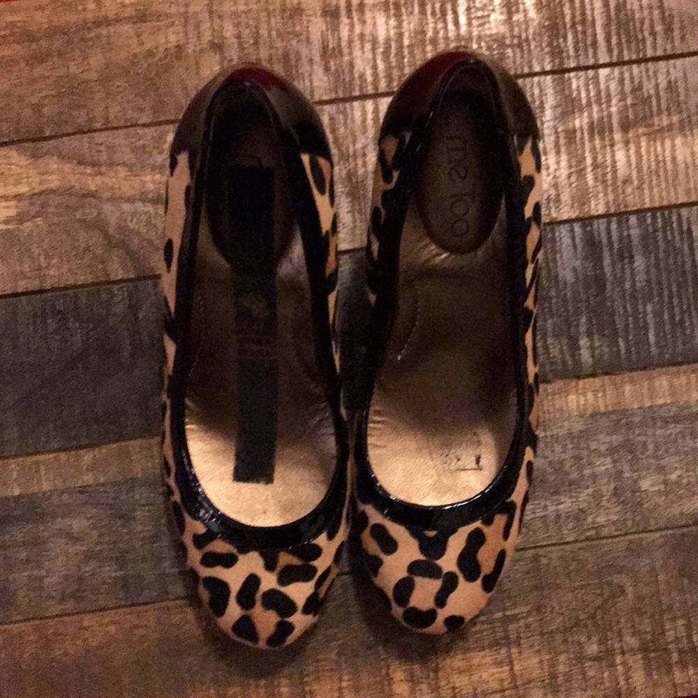 Sweet cheetah print faux fur heels!!!🔥🔥🔥